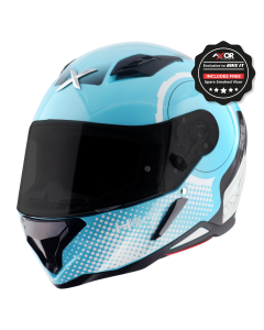 Axor Hunter SH890 Full Face Helmet - Spear Blue White Gloss