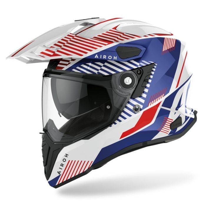 Airoh Commander Adventure Helmet - 'Boost' White/Blue Gloss