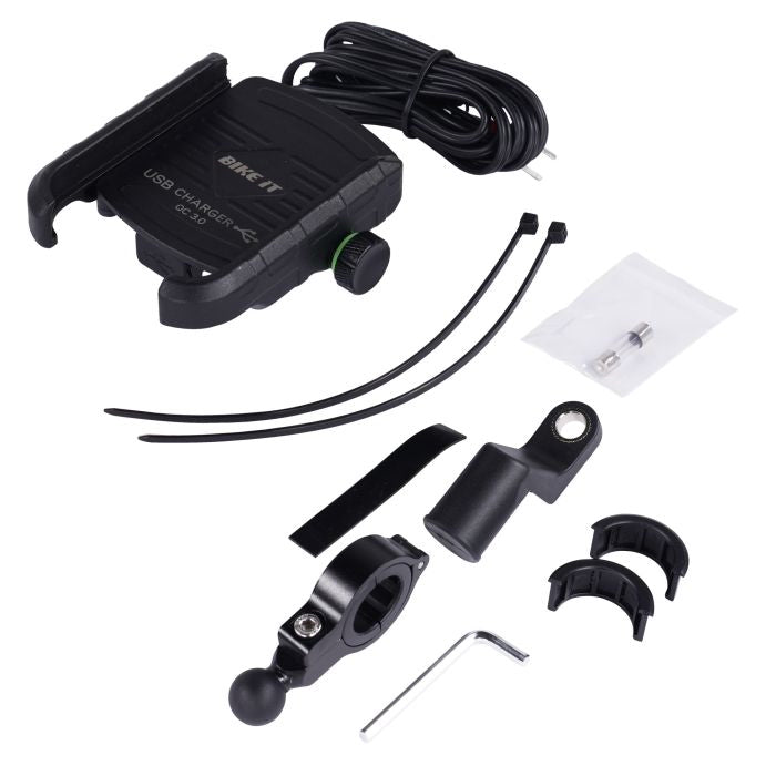 Bike It Compact Motorcycle USB QC3.0 Phone Charger Holder