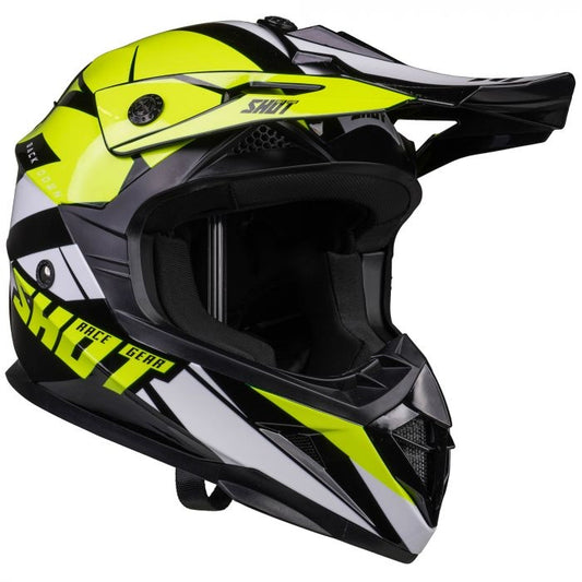 Shot 'Pulse Revenge' MX Helmet - Black Neon Yellow White [Gloss]