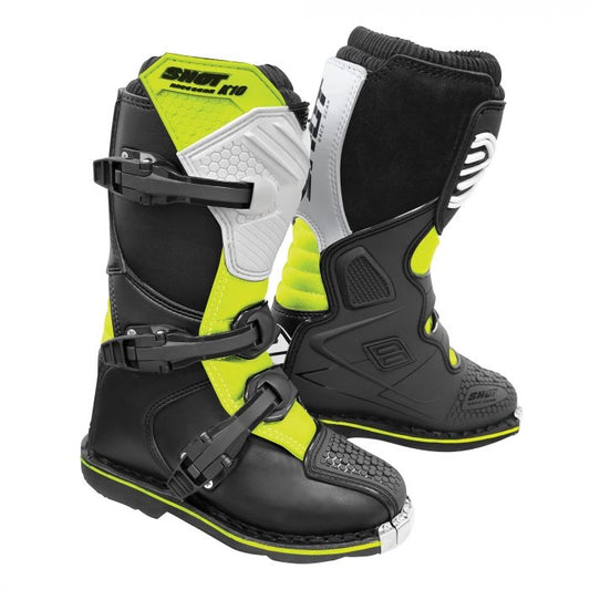 Shot K10 2.0 MX Boots Kids - Black/White/Neon Yellow