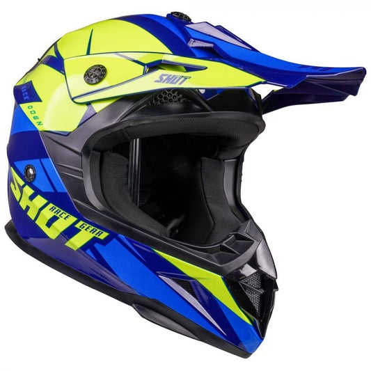 Shot 'Pulse Revenge' MX Helmet - Navy Blue Neon Yellow Blue [Gloss]