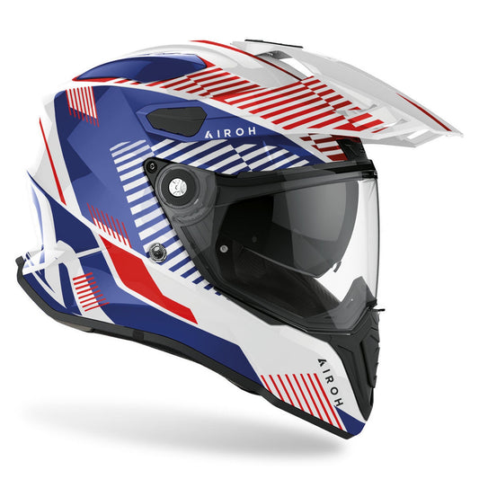 Airoh Commander Adventure Helmet - 'Boost' White/Blue Gloss