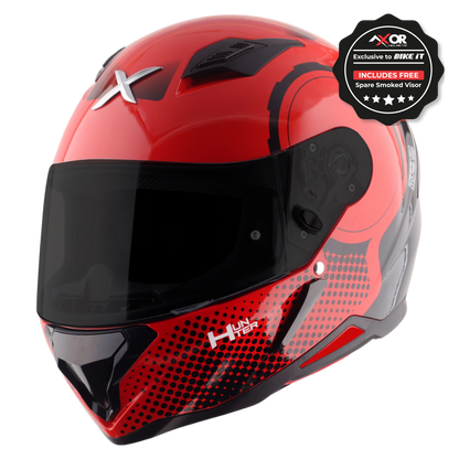 Axor Hunter SH890 Full Face Helmet - Spear Red Gloss