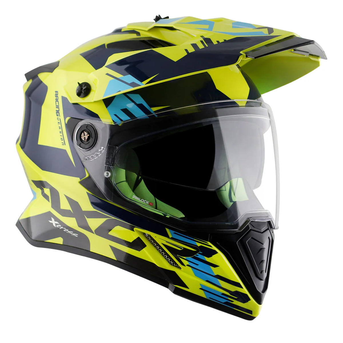 Axor X-Cross Adventure Helmet - Neon Yellow/Blue Gloss