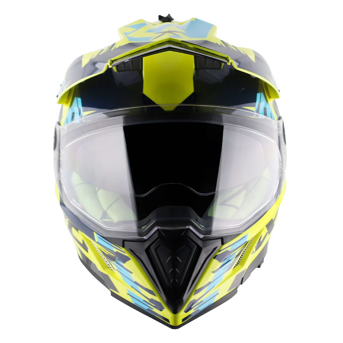Axor X-Cross Adventure Helmet - Neon Yellow/Blue Gloss