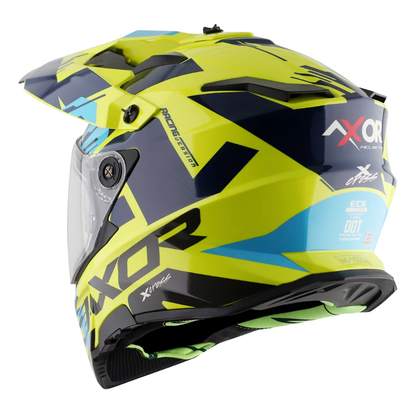 Axor X-Cross Adventure Helmet - Neon Yellow/Blue Gloss