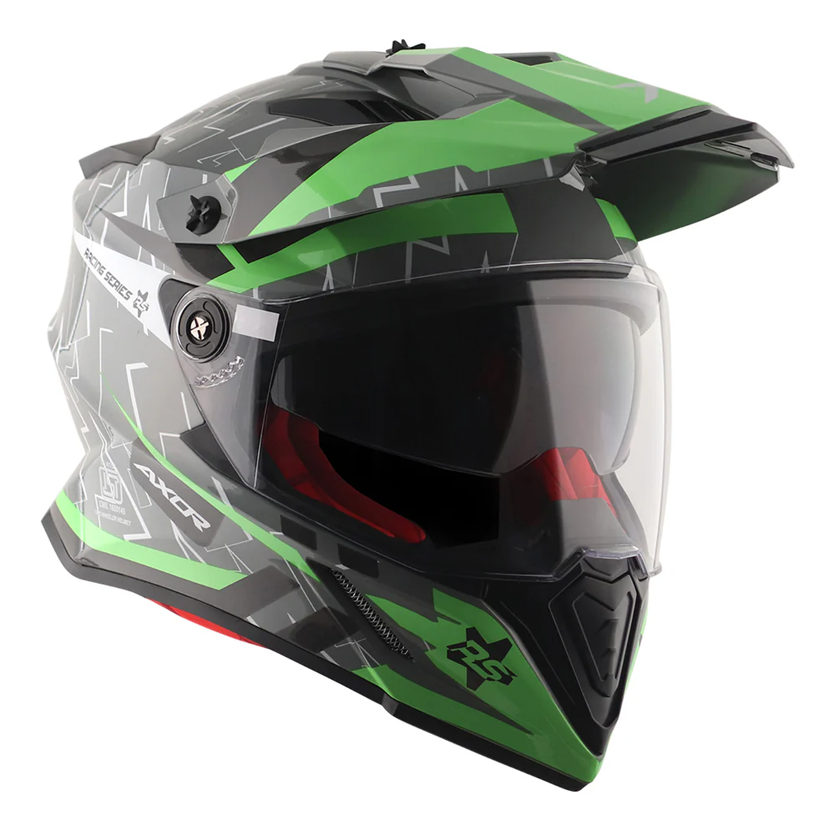 Axor X-Cross Adventure Helmet - Flash Cool Grey/Green Gloss