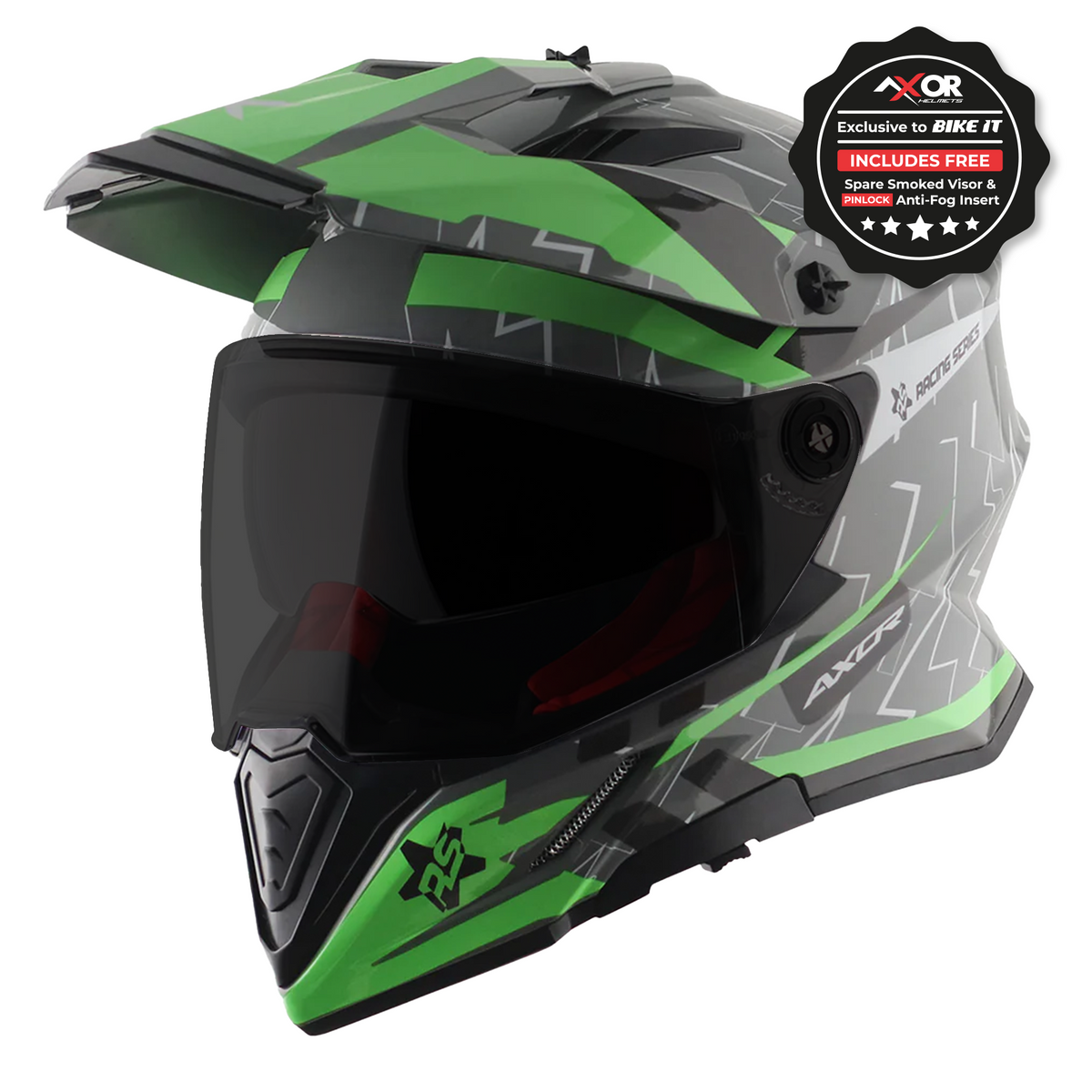 Axor X-Cross Adventure Helmet - Flash Cool Grey/Green Gloss