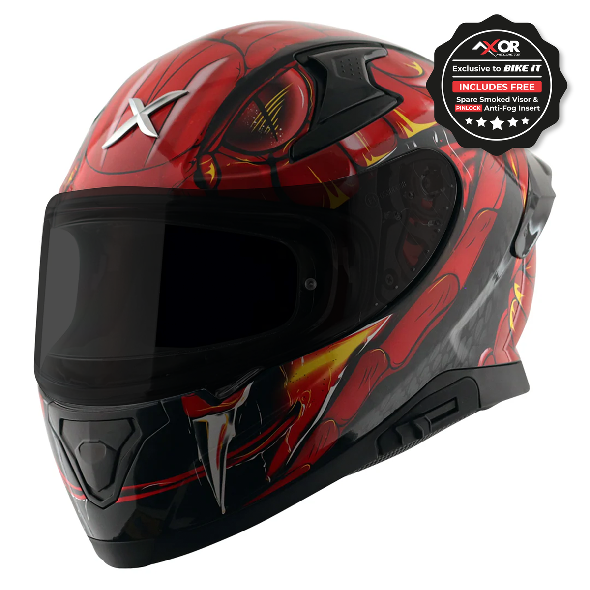 Axor Apex Full Face Helmet - Venomous Gloss Black Red
