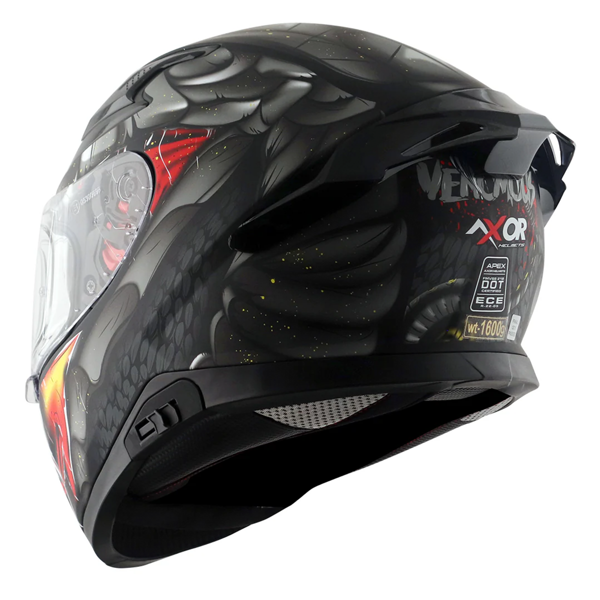 Axor Apex Full Face Helmet - Venomous Black Grey Matt