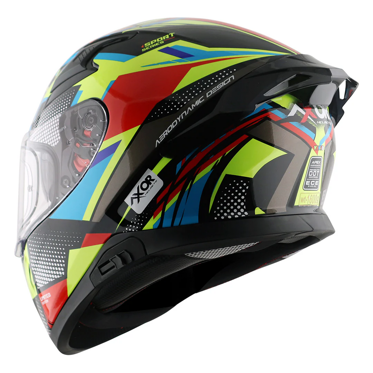 Axor Apex Full Face Helmet - Vivid Black Neon Yellow Gloss