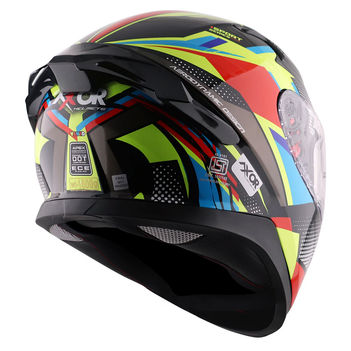 Axor Apex Full Face Helmet - Vivid Black Neon Yellow Gloss