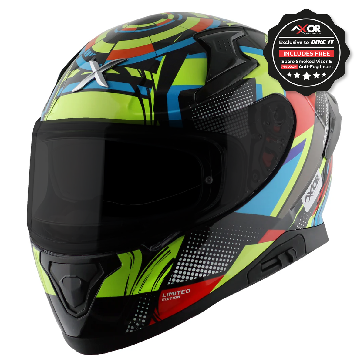 Axor Apex Full Face Helmet - Vivid Black Neon Yellow Gloss