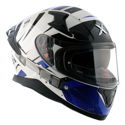 Axor Apex Full Face Helmet - Hex-2 White Blue Gloss