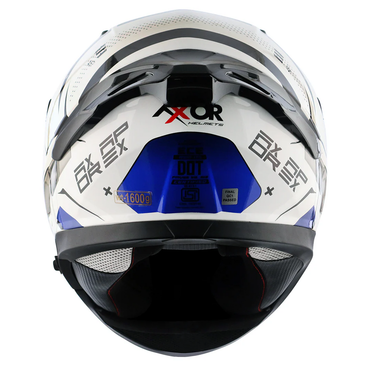 Axor Apex Full Face Helmet - Hex-2 White Blue Gloss