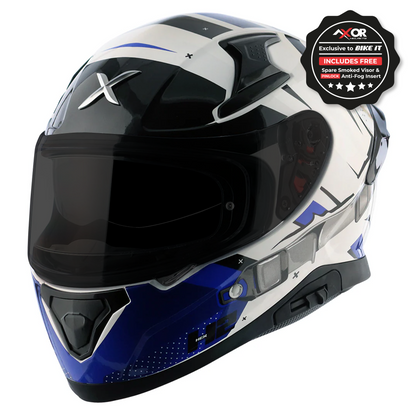 Axor Apex Full Face Helmet - Hex-2 White Blue Gloss