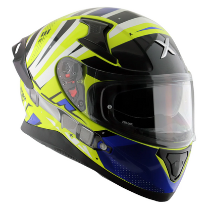 Axor Apex Full Face Helmet - Hex-2 Neon Yellow Blue Gloss