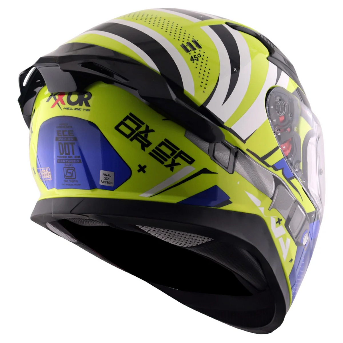 Axor Apex Full Face Helmet - Hex-2 Neon Yellow Blue Gloss