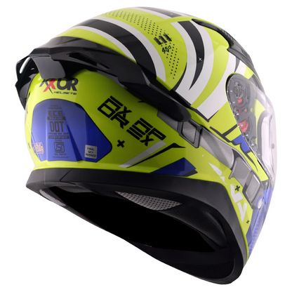 Axor Apex Full Face Helmet - Hex-2 Neon Yellow Blue Gloss