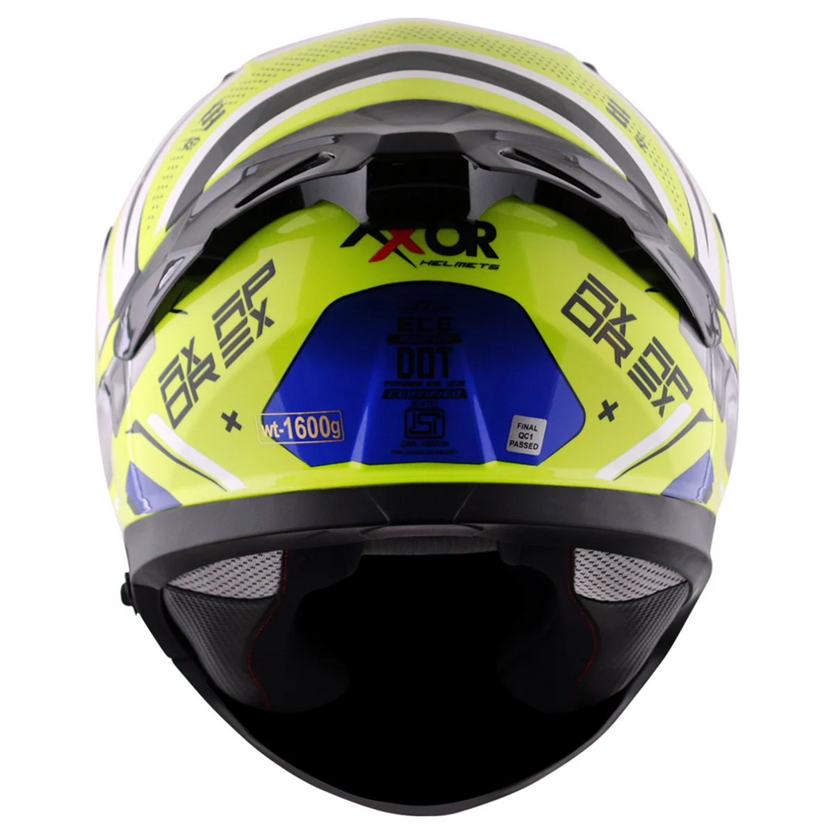 Axor Apex Full Face Helmet - Hex-2 Neon Yellow Blue Gloss