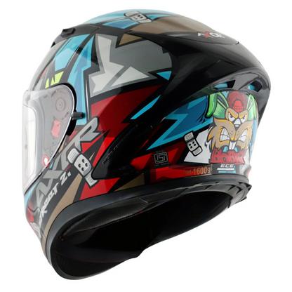 Axor Street Full Face Helmet - Bobby Black Blue Gloss