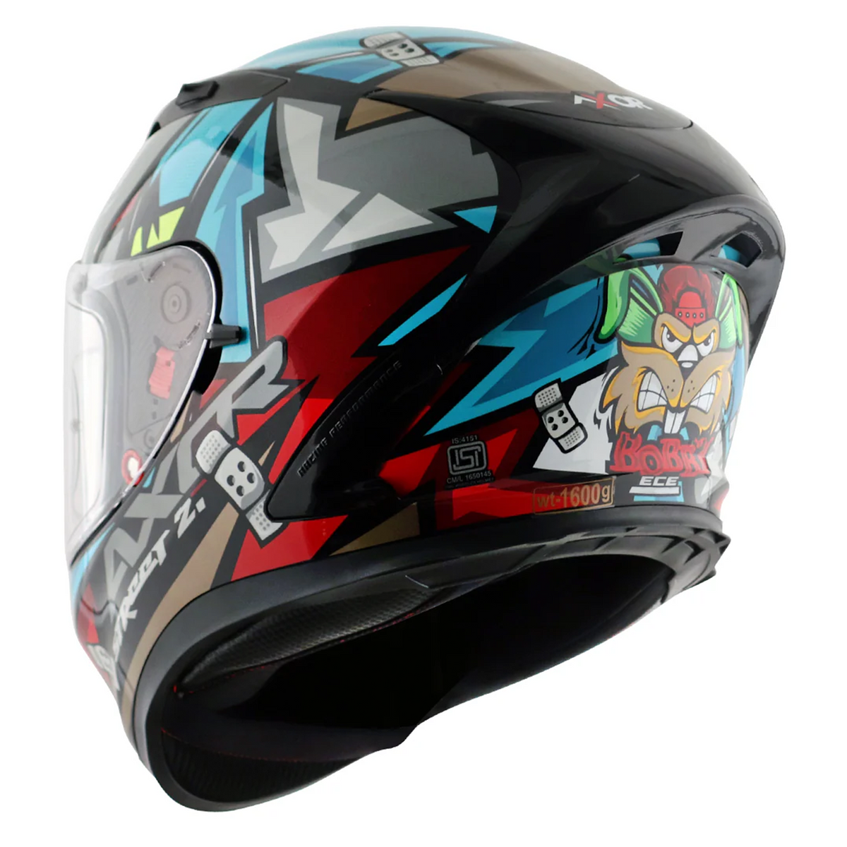 Axor Street Full Face Helmet - Bobby Black Blue Gloss