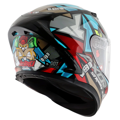 Axor Street Full Face Helmet - Bobby Black Blue Gloss