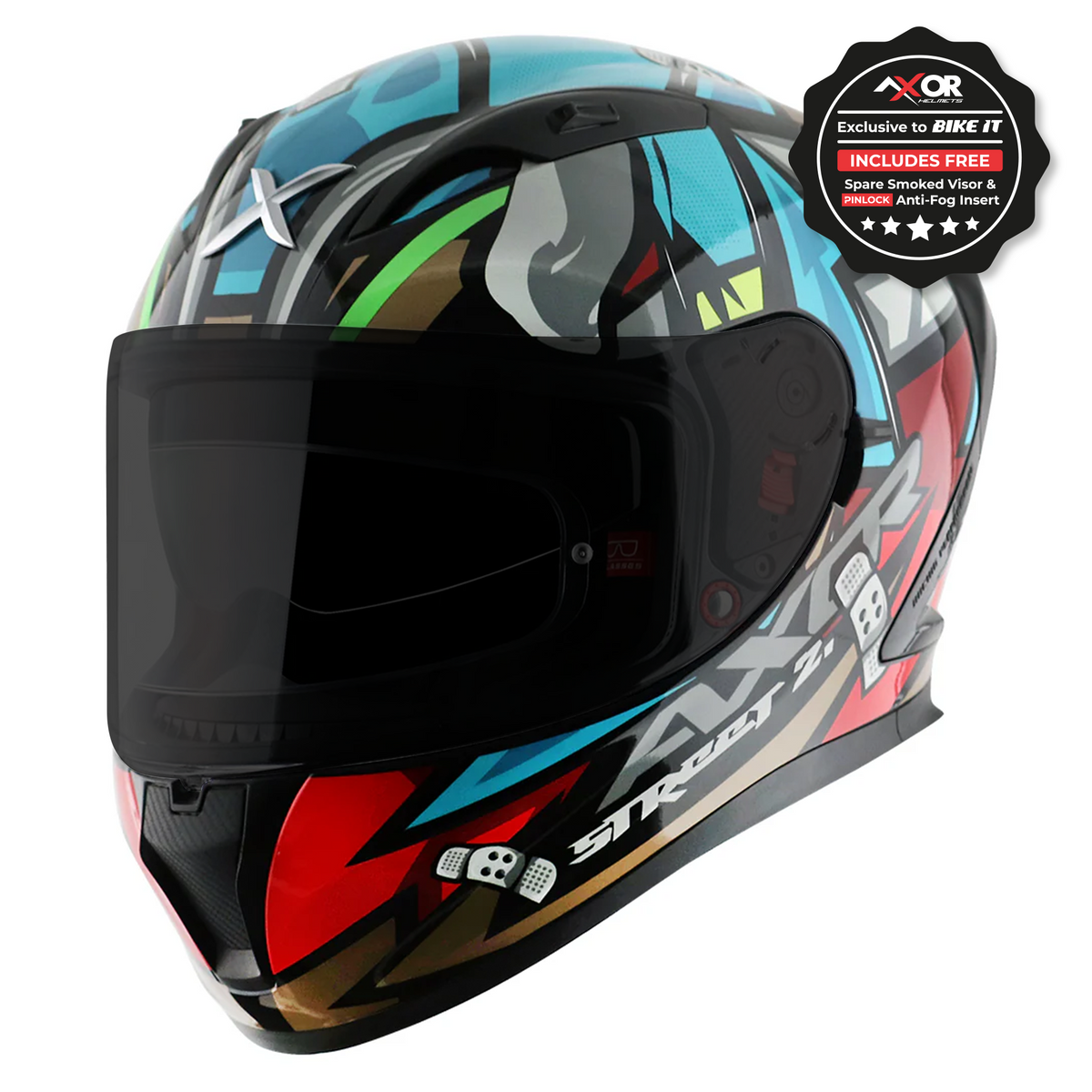 Axor Street Full Face Helmet - Bobby Black Blue Gloss