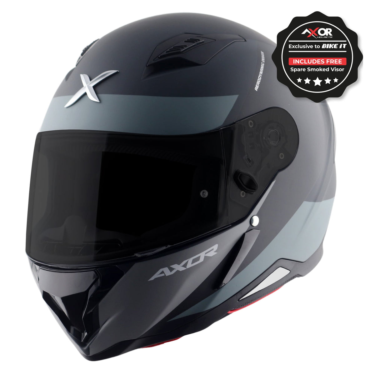 Axor Hunter SH890 Full Face Helmet - Turbo Black Grey Matt