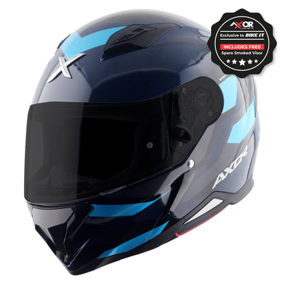 Axor Hunter SH890 Full Face Helmet - Cornet Black Blue Gloss