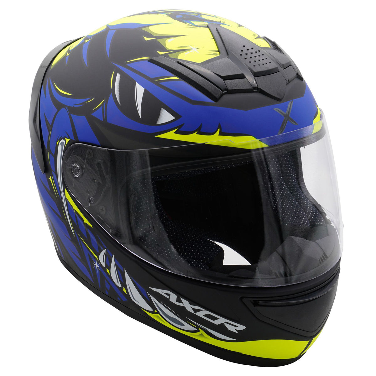 Axor Rage Full Face Helmet - Python Blue Yellow Black Matt