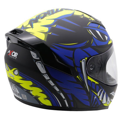 Axor Rage Full Face Helmet - Python Blue Yellow Black Matt