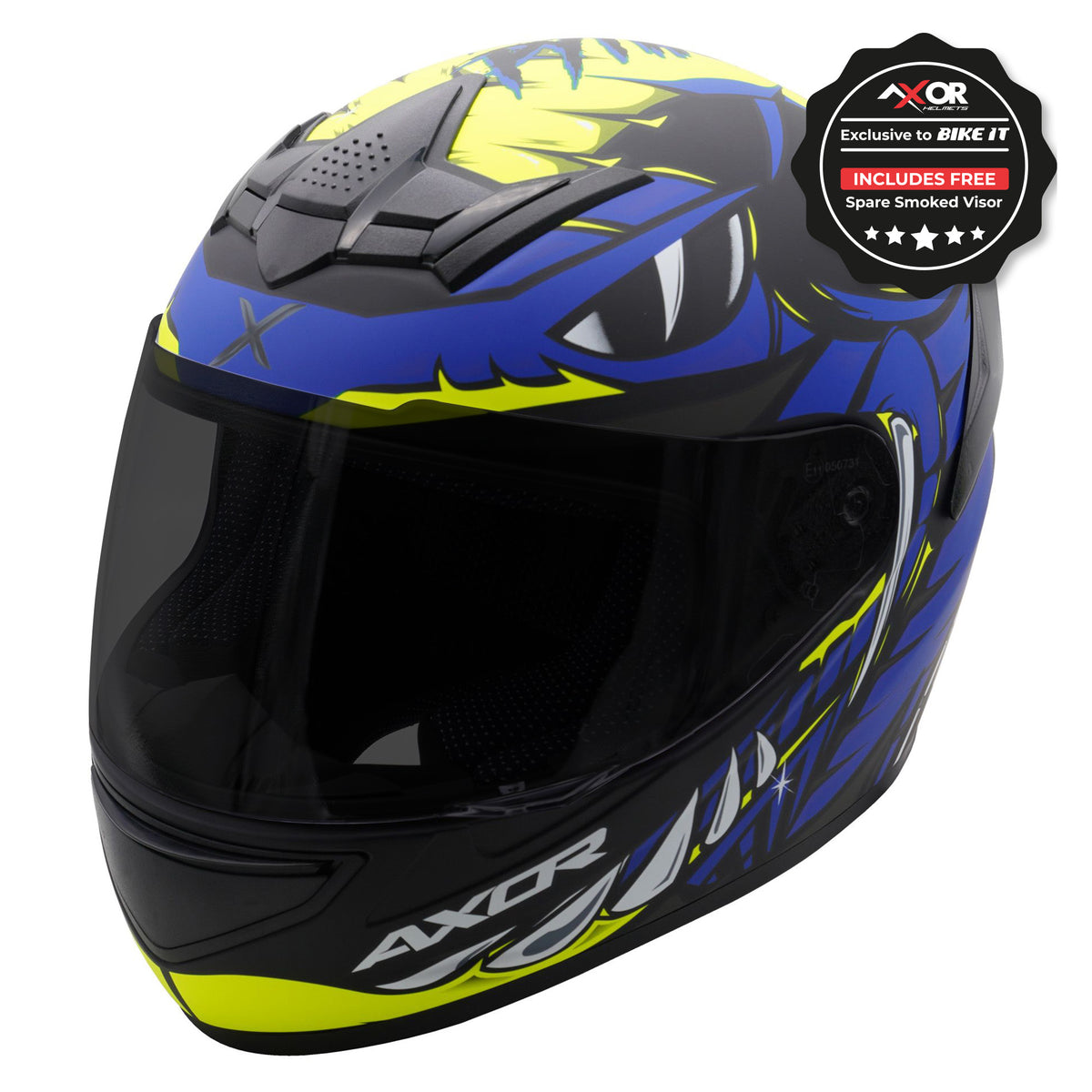 Axor Rage Full Face Helmet - Python Blue Yellow Black Matt