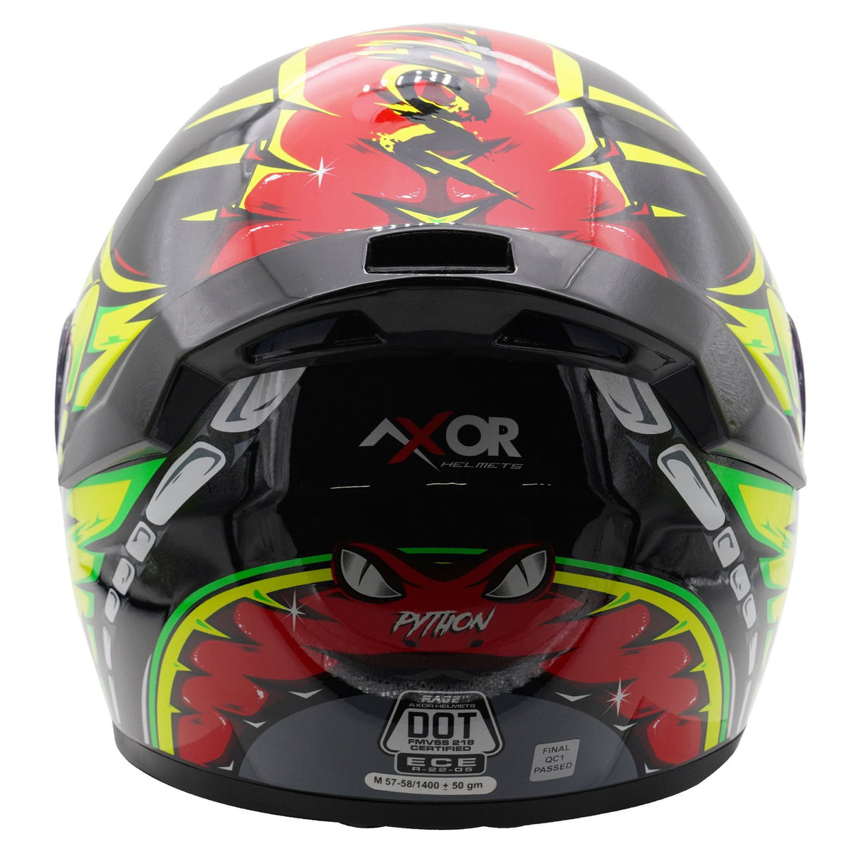Axor Rage Full Face Helmet - Python Red Yellow Black Gloss