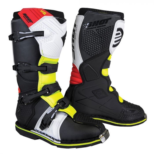 Shot X10 2.0 MX Boots Adult - Black/Red/White/Yellow