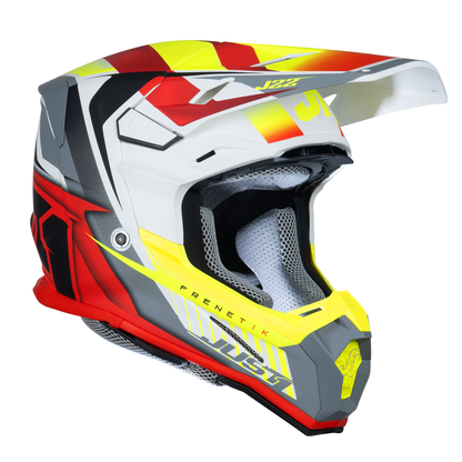 Just1 J22 Motocross Helmet Frenetik Fire Fluo Yellow Red White