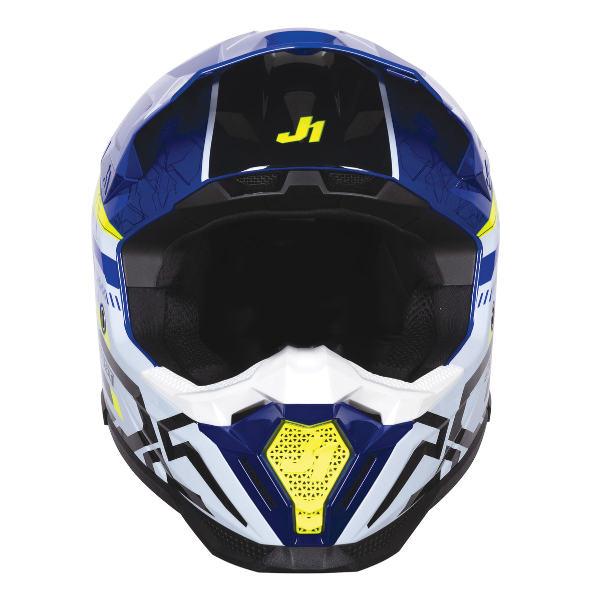 Just1 J40 Motocross Helmet Mission Fluo Yellow Blue Gloss