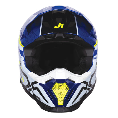 Just1 J40 Motocross Helmet Mission Fluo Yellow Blue Gloss