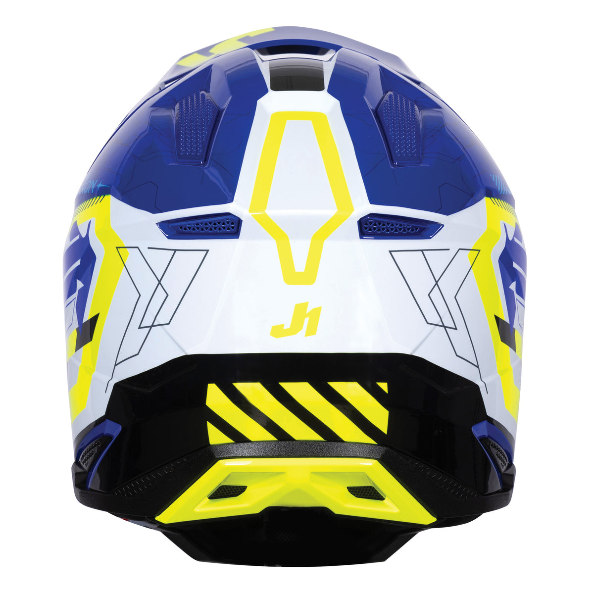 Just1 J40 Motocross Helmet Mission Fluo Yellow Blue Gloss