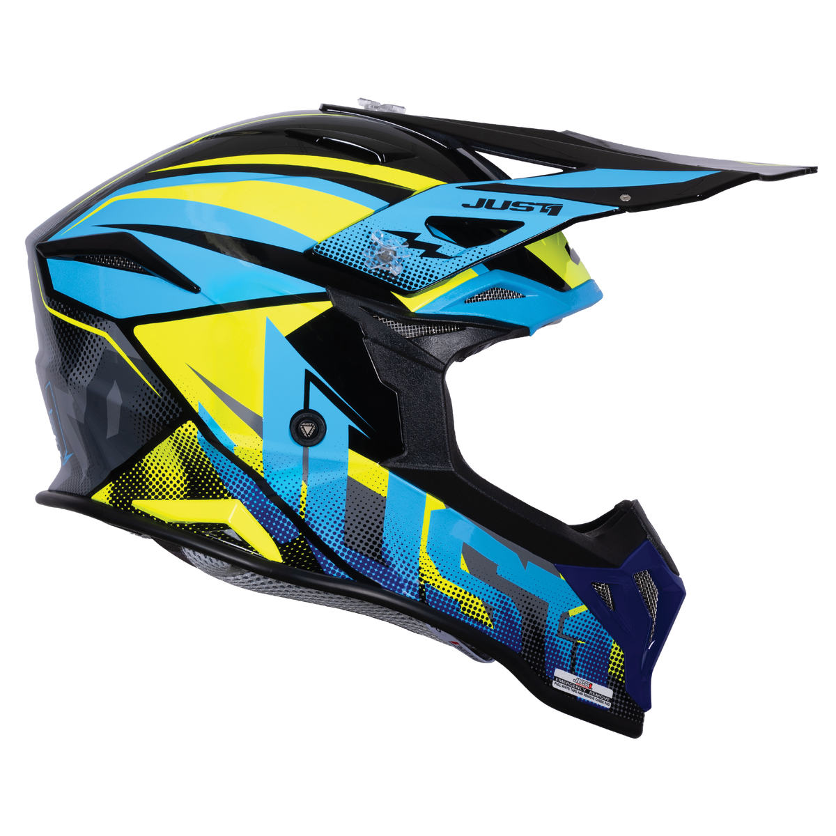 Just1 J39 Motocross Helmet Revo Blue Fluo Yellow Black Gloss