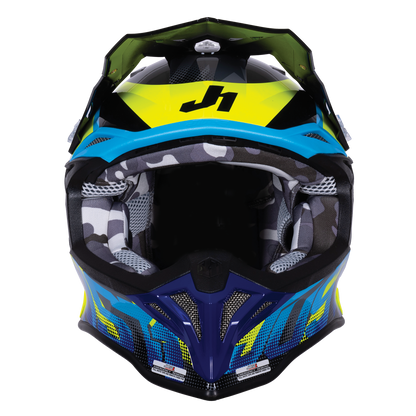 Just1 J39 Motocross Helmet Revo Blue Fluo Yellow Black Gloss