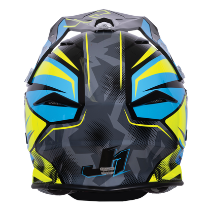 Just1 J39 Motocross Helmet Revo Blue Fluo Yellow Black Gloss