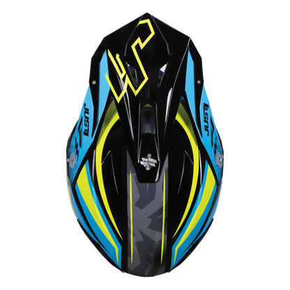 Just1 J39 Motocross Helmet Revo Blue Fluo Yellow Black Gloss