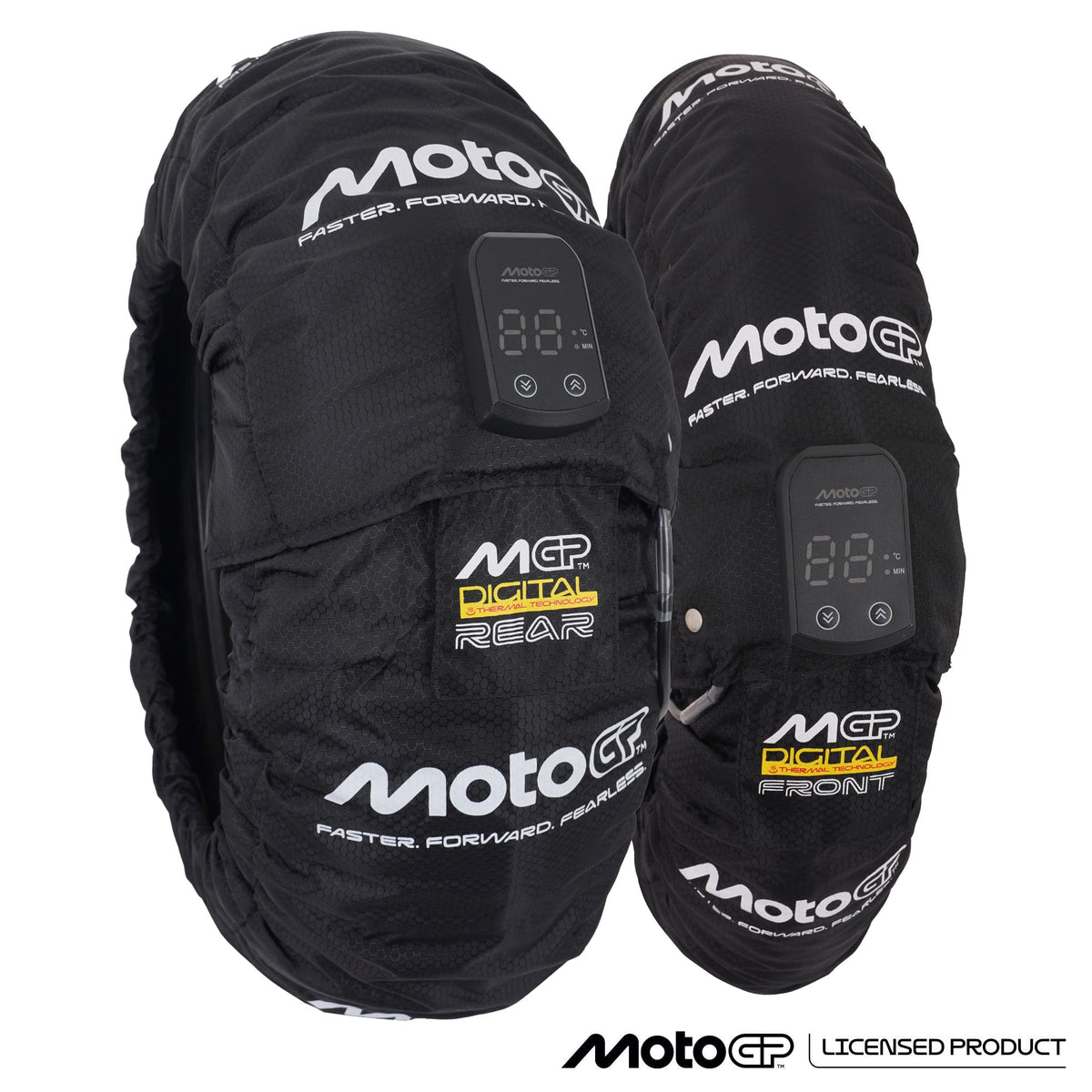 MotoGP Digital Tyre Warmers Set for Front 120/70-17- Rear 180-190/55-17 with Euro 2 Pin Plug