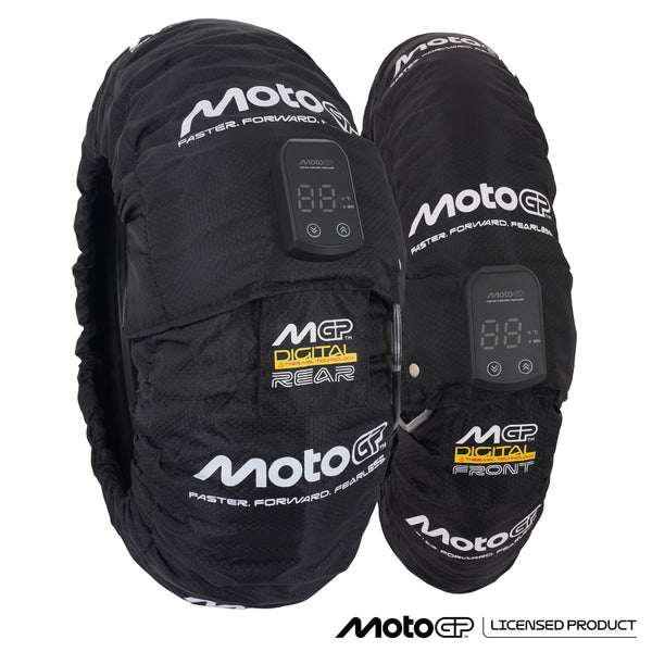 MotoGP Digital Tyre Warmers Set for Front 120/70-17- Rear 180-190/55-17 with Euro 2 Pin Plug