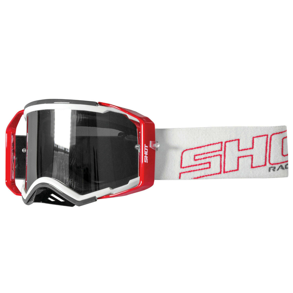 Shot Lite Grey Red Glossy Motocross Goggles