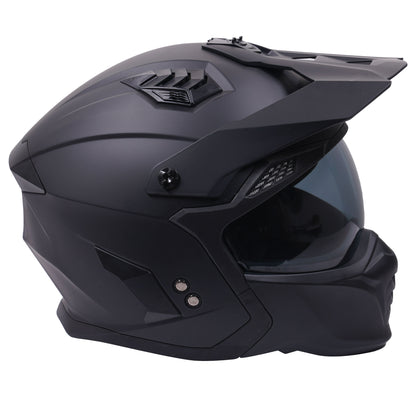 Stealth Fighter Multi Function Motorcycle Full & Open Face Helmet - Matt Black