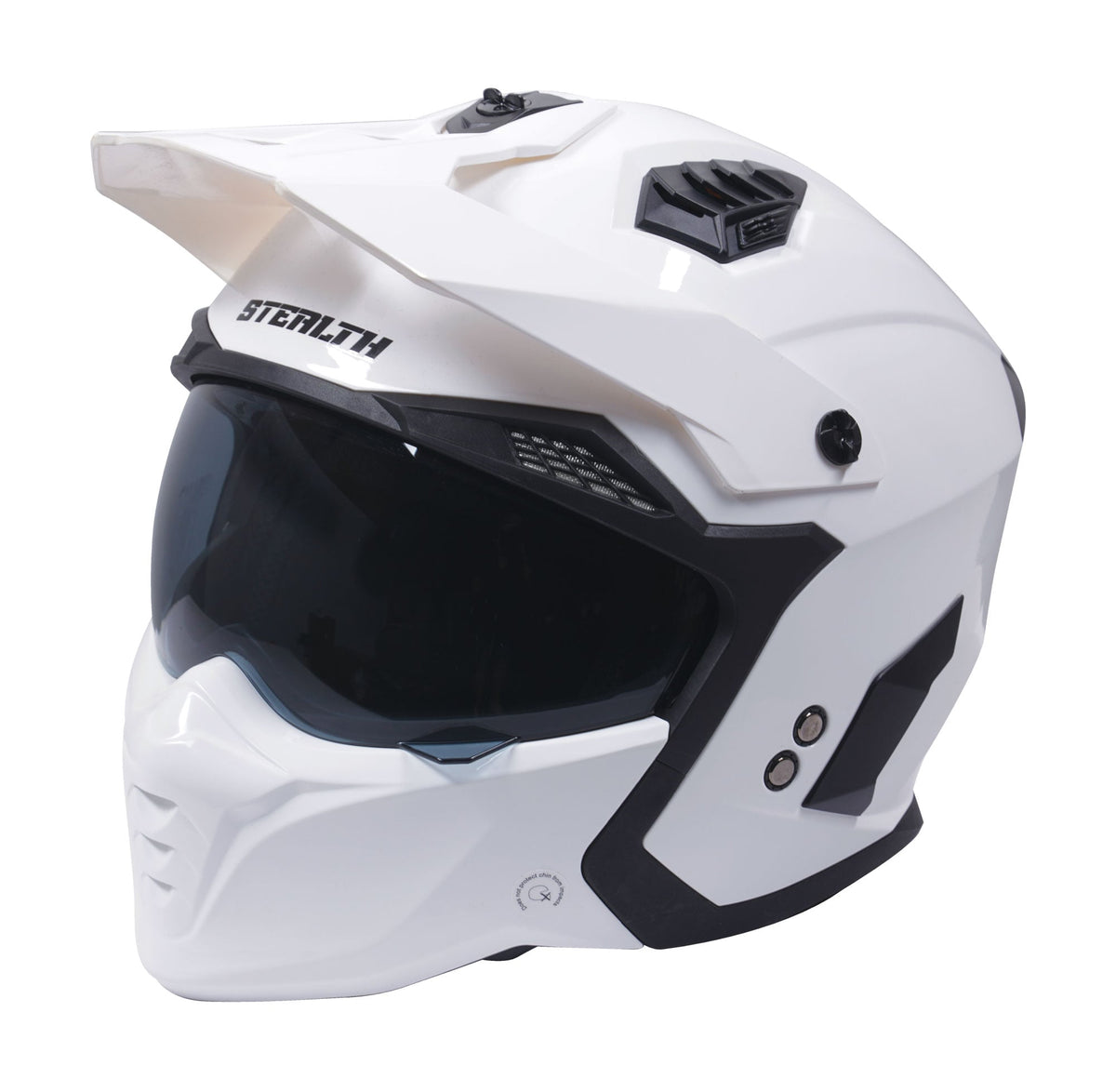 Stealth Fighter Multi Function Motorcycle Full & Open Face Helmet - Gloss White