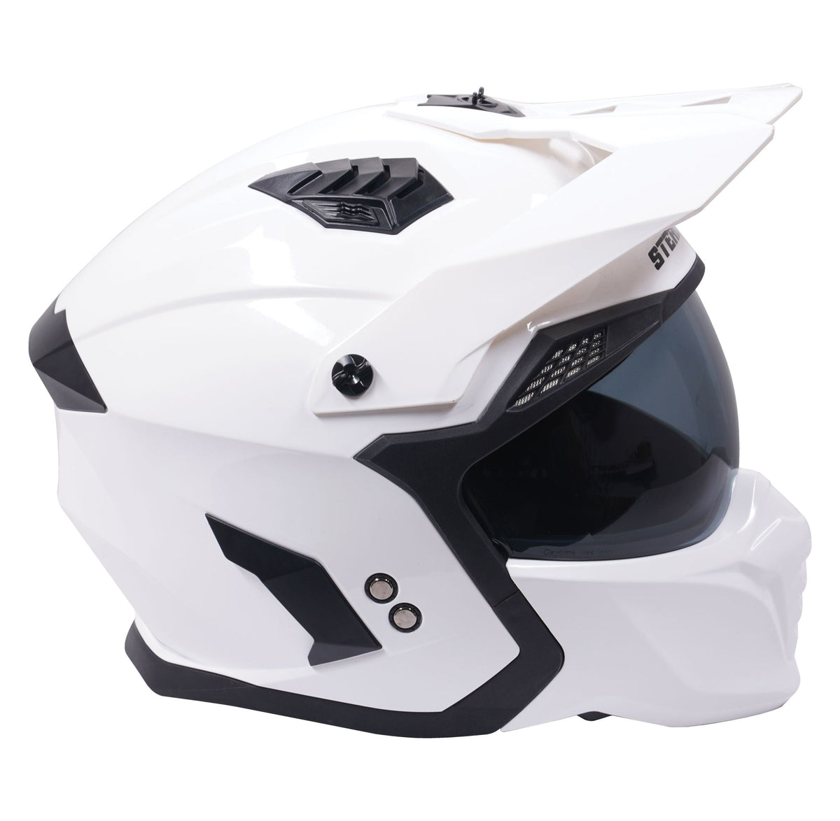 Stealth Fighter Multi Function Motorcycle Full & Open Face Helmet - Gloss White